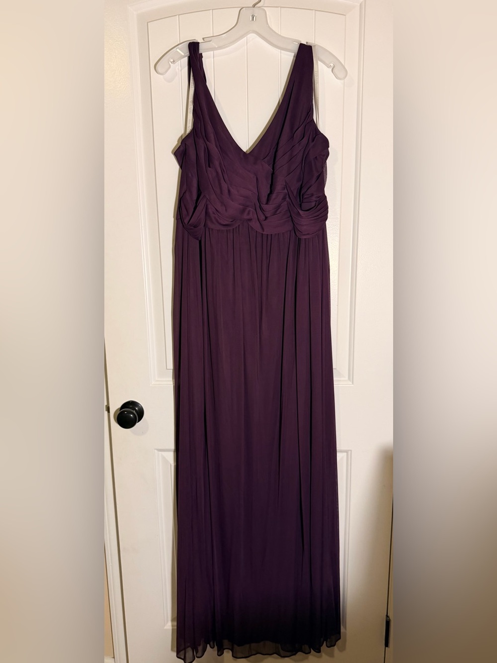 David's Bridal Plum V-Neck Maxi Dress